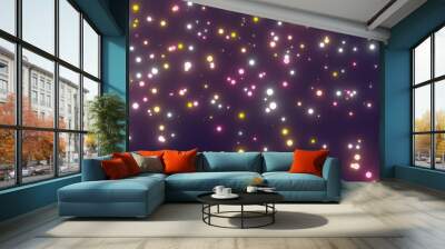 Abstract color neon particles background. Wall mural