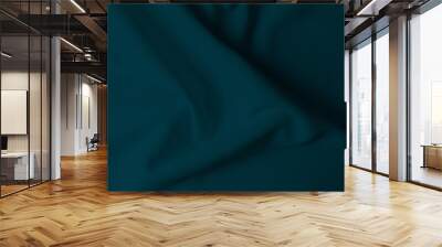 Abstract folded  greenish blue clothes mesh background . Dark tone wallpaper Wall mural