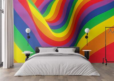 Abstract wavy rainbow color background. LGBTQ  background. Wall mural