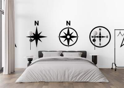 North symbol vector set, direction compass icon Wall mural