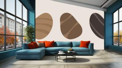 Stripped rounded stone illustration set Wall mural