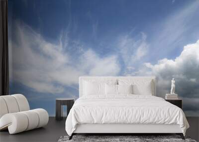 White cloudy blue sky background : Fresh environment  concept Wall mural