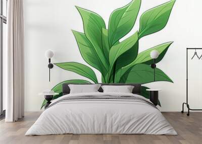 One Day Plant with Two Leaves Vector Wall mural