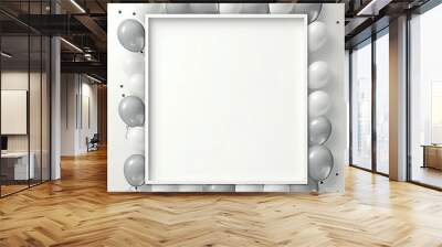 Shiny Smoke Balloon Frame of  Invitation Card Design Template with White Background. Wall mural