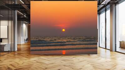 Nature in twilight period which including of sunset over the sea and the nice beach , Sunset and beach background Wall mural