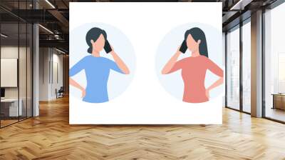 A person talking on the phone. Colored flat vector illustration. Isolated on white background.  Wall mural