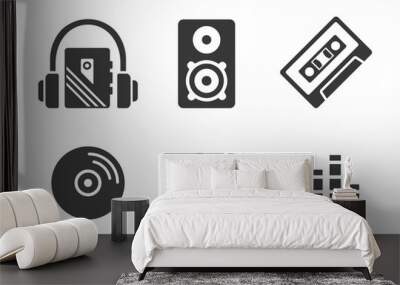 Music icons. Flat vector illustration. White background.  Wall mural