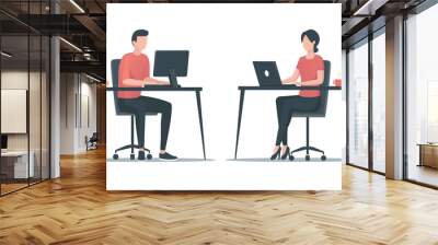 Office employee concept. Colored flat vector illustration. Isolated on white background.  Wall mural