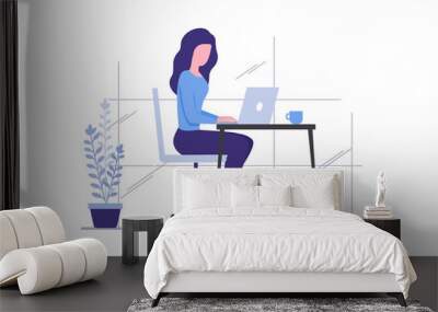 Office work concept. Colored flat illustration. Isolated on white background.  Wall mural