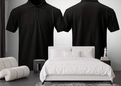 plain black polo shirt mockup design. front and rear view. isolated on transparent background | Generative AI Wall mural