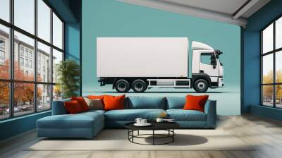 white delivery truck side view cargo truck advertising | Generative AI Wall mural