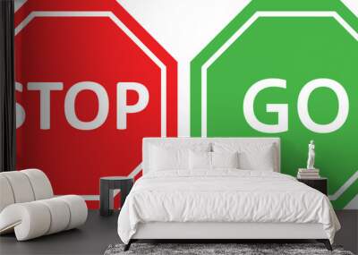 stop and go sign vector illustration Wall mural