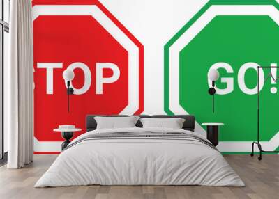 stop sign and go sign vector illustration Wall mural