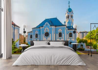 The Blue Church or The Church of St. Elizabeth or Modry Kostolik in the Old Town in Bratislava, Slovakia Wall mural