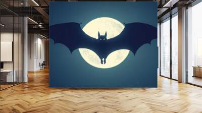 A bat is flying over a full moon generative AI Wall mural