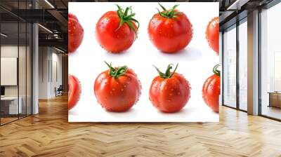 A close up of a group of tomatoes with one of them cut in half generative AI Wall mural