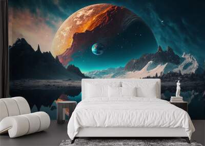 Mystery planet earth and its wilderness. Created by Generative AI Wall mural