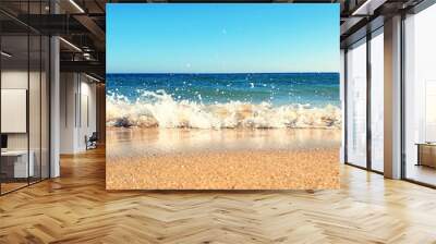 Waves crashing down on the beach in Porto de Mós, Lagos, Portugal  Wall mural