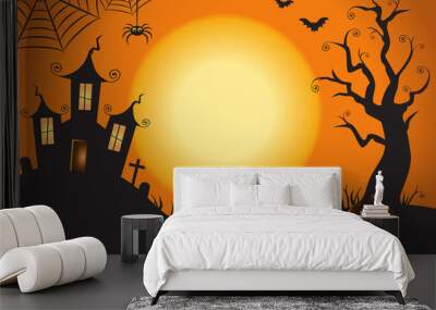 Halloween Spooky Nighttime Scene Horizontal Background 1 Wall mural