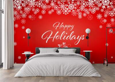 Red Happy Holidays and Joyful New Year Vector Illustration 1 Wall mural