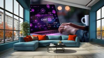 Chat AI on Laptop Screen Wall mural