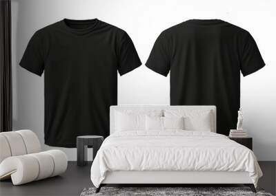 set black t shirt mock up isolated on transparent background. back and front view . Wall mural