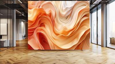 White and brown background abstract liquid. 3D rendering of solid shapes. Colorful overlapping textures of waves and waves. Wall mural