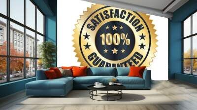 Satisfaction guarantee 100% logo, Money back guarantee, Customer Service, Vector logo Wall mural