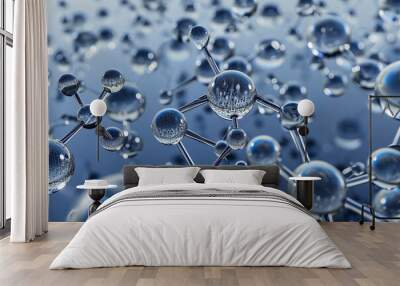 Molecular structure on blue background Wall mural