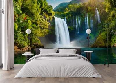 waterfall in the forest Wall mural