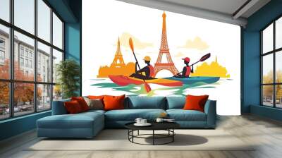 tour Eiffel romantic vector illustration heart frame
 Wall mural