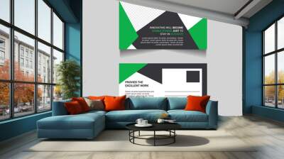 Corporate postcard template with green shape abstract illustration vector Wall mural