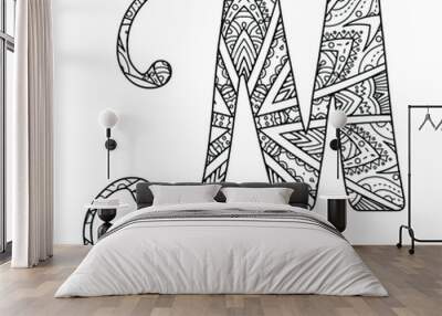 Mandala Alphabet Coloring Page For Kids Wall mural