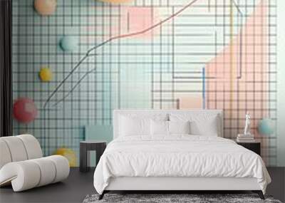 AI digital E-commerce Creative background pastel Geometric shapes, pastel colors on grid layout Wall mural