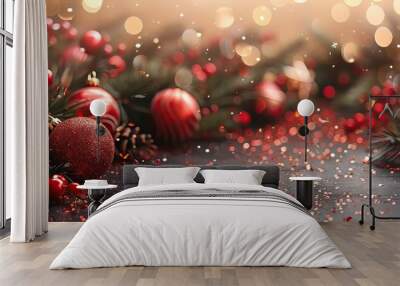 Holiday celebration template with festive graphics and plenty of copy space Wall mural