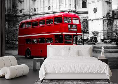 London's iconic double decker bus. Wall mural