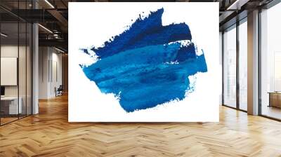 Dark blue oil strokes isolated on white Wall mural