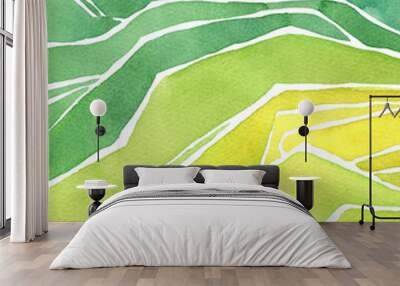 Watercolor rice or tea plantation, cascades field Wall mural