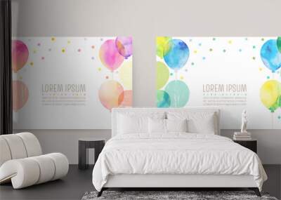 hand drawn balloon illustration cards for invitation, birthday Wall mural