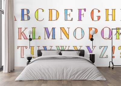 watercolor doodle alphabets (vector) Wall mural