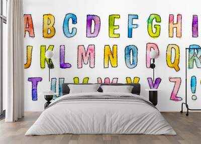 watercolor vector hand drawn alphabet Wall mural