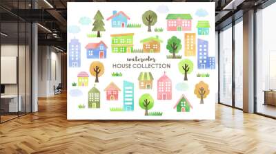 watercolor vector hand drawn houses illustration Wall mural