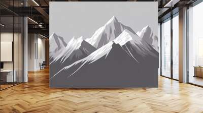 Vector illustration of the Himalayan mountains, flat design, grey background Wall mural