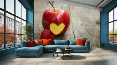 Apple with engraved heart Wall mural