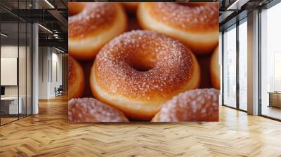 Close-up of apple cider sugared donuts making a tempting stack, perfect for showcasing bakery skills or promoting sweet treats Wall mural