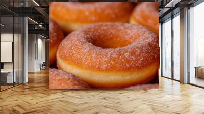 Freshly baked fall apple cider donuts covered in sugar Wall mural