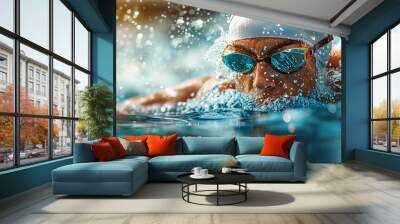 Men swimmer competing at a game Wall mural