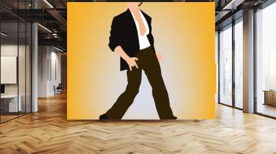 A young man in hat performing bollywood style dance moves. Bollywood style dancing actor. Wall mural