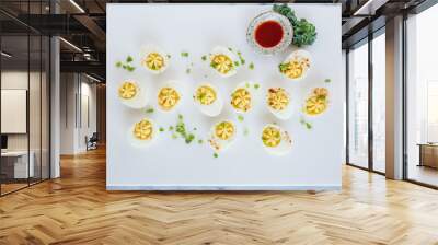 Deviled Eggs on White Background Wall mural