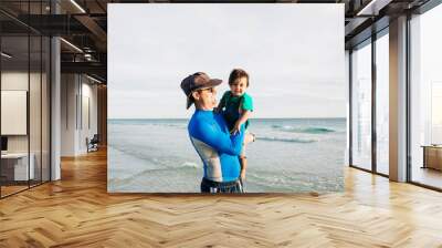 Father and Child at Beach Wall mural